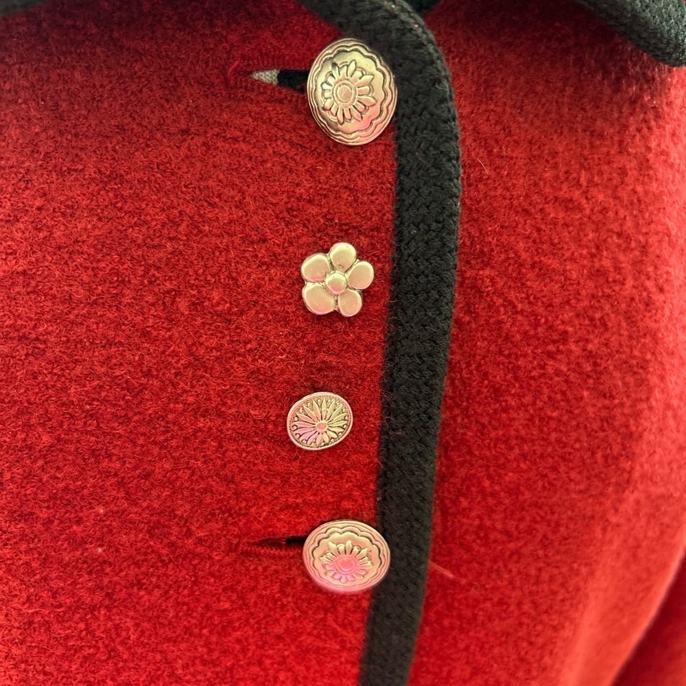 CARTE/Austria Red Boiled Wool Jacket with Black Trim - Picture 7 of 13